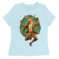 Baby Blue happy deer Ladies Tee - Unal Design