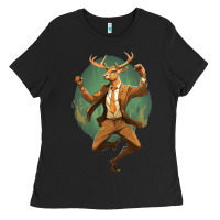 Black happy deer Ladies Tee - Unal Design