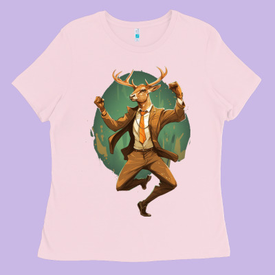 Happy Deer Ladies Tee Designed By Unal Design