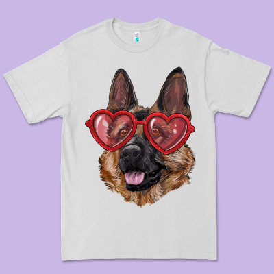 Premium Tee german shepherd with love glasses
