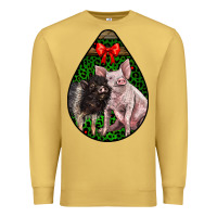 Antique Gold christmas pig Premium Sweatshirt - LillyAllenDesigns