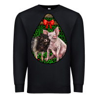 Black christmas pig Premium Sweatshirt - LillyAllenDesigns