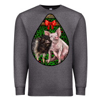 Charcoal Heather christmas pig Premium Sweatshirt - LillyAllenDesigns