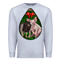 Heather Grey christmas pig Premium Sweatshirt - LillyAllenDesigns