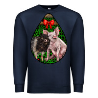 Navy christmas pig Premium Sweatshirt - LillyAllenDesigns