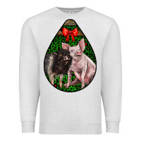 Oatmeal Heather christmas pig Premium Sweatshirt - LillyAllenDesigns