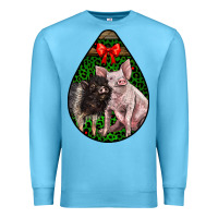 Ocean Blue christmas pig Premium Sweatshirt - LillyAllenDesigns