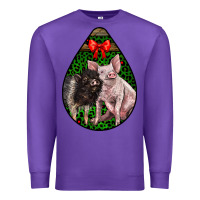 Purple christmas pig Premium Sweatshirt - LillyAllenDesigns