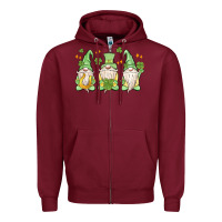 Burgundy st. patrick's day gnomes Zipper Hoodie - MaliasSmallBusiness
