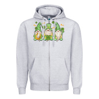 Heather Grey st. patrick's day gnomes Zipper Hoodie - MaliasSmallBusiness