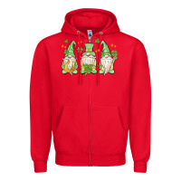 Red st. patrick's day gnomes Zipper Hoodie - MaliasSmallBusiness