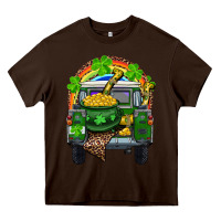 Chocolate Brown St Patrick's Day Truck With Pot Of Gold Horseshoe And Rainbow Heavy Core Tee - RanaPortraitStore
