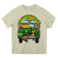 Mossy St Patrick's Day Truck With Pot Of Gold Horseshoe And Rainbow Heavy Core Tee - RanaPortraitStore