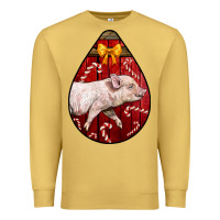 Antique Gold christmas pig Premium Sweatshirt - LillyAllenDesigns