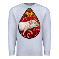 Heather Grey christmas pig Premium Sweatshirt - LillyAllenDesigns