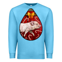 Ocean Blue christmas pig Premium Sweatshirt - LillyAllenDesigns