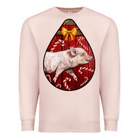 Pale Pink christmas pig Premium Sweatshirt - LillyAllenDesigns