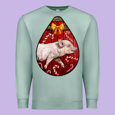 Christmas Pig Premium Sweatshirt Designed By Lillyallendesigns