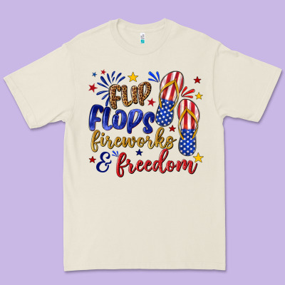 Premium Tee flip flops fireworks and freedom