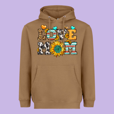 Love Mom Heavyweight Hoodie Designed By Lillyallendesigns