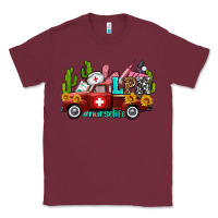 Burgundy lpn nurse truck with cactus and sunflowers Classic Tee - AdoDesignShop