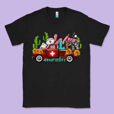 Lpn Nurse Truck With Cactus And Sunflowers Classic Tee Designed By Adodesignshop
