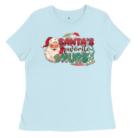 Baby Blue Santa's Favorite Nurse Ladies Tee - MaliasSmallBusiness