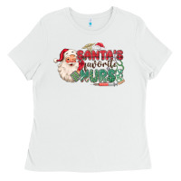 White Santa's Favorite Nurse Ladies Tee - MaliasSmallBusiness
