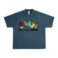 Midnight Navy peace love  bullskull Urban Heavy Tee - AdoDesignShop
