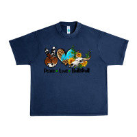 Navy peace love  bullskull Urban Heavy Tee - AdoDesignShop