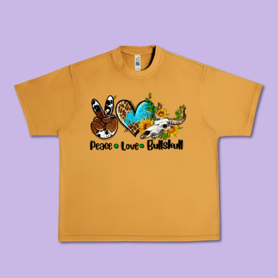 Peace Love  Bullskull Urban Heavy Tee Designed By Adodesignshop
