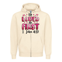 Sandshell he loved us first 1 john 4 19 Zipper Hoodie - MaliasSmallBusiness