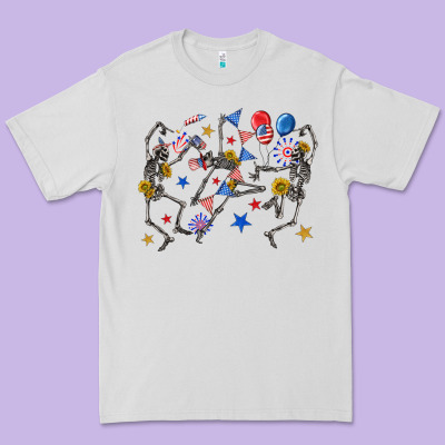 Premium Tee fourth of july dancing skeleton