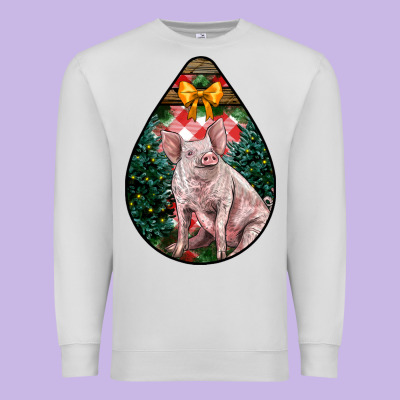 Christmas Pig Premium Sweatshirt Designed By Lillyallendesigns