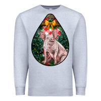 Heather Grey christmas pig Premium Sweatshirt - LillyAllenDesigns