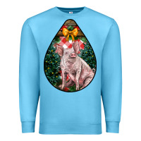 Ocean Blue christmas pig Premium Sweatshirt - LillyAllenDesigns