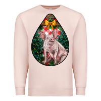 Pale Pink christmas pig Premium Sweatshirt - LillyAllenDesigns