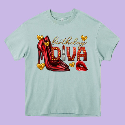 Birthday Diva Heavy Core Tee Designed By Texasbilliewilder