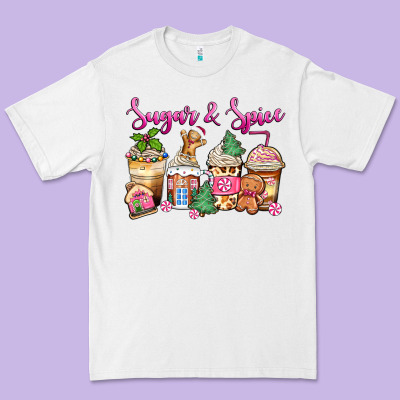 Sugar And Spice Pink Gingerbread Coffee Cups Premium Tee Designed By Zillion Design Studio