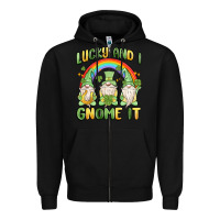 Black lucky and i gnome it Zipper Hoodie - MaliasSmallBusiness