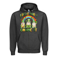 Charcoal Heather lucky and i gnome it Zipper Hoodie - MaliasSmallBusiness