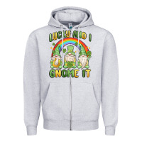 Heather Grey lucky and i gnome it Zipper Hoodie - MaliasSmallBusiness