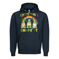 Navy lucky and i gnome it Zipper Hoodie - MaliasSmallBusiness
