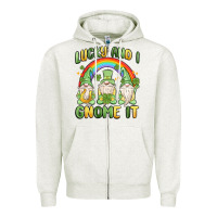 Oatmeal Heather lucky and i gnome it Zipper Hoodie - MaliasSmallBusiness