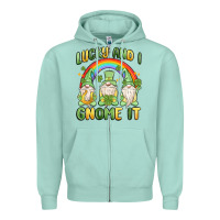 Seafoam lucky and i gnome it Zipper Hoodie - MaliasSmallBusiness