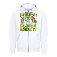 White lucky and i gnome it Zipper Hoodie - MaliasSmallBusiness