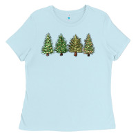 Baby Blue christmas trees Ladies Tee - MaliasSmallBusiness
