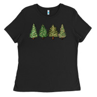 Black christmas trees Ladies Tee - MaliasSmallBusiness