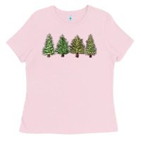 Bubblegum Pink christmas trees Ladies Tee - MaliasSmallBusiness