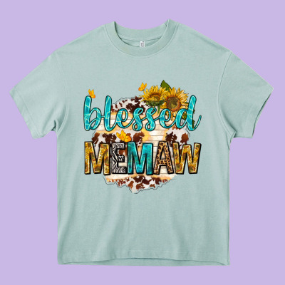 Blessed Memaw With Sunflowers Heavy Core Tee Designed By Texasbilliewilder